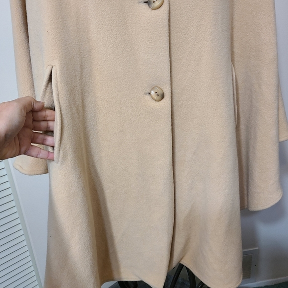 Vintage cashmere lambswool cape fur trim - Picture 2 of 6